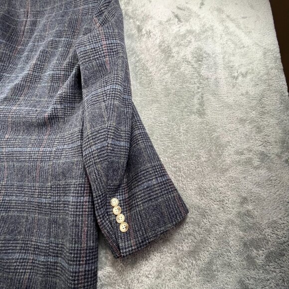Vintage Austin Reed Blazer Mens 44R Gray Plaid Tweed Wool Houndstooth USA Made - Picture 14 of 14